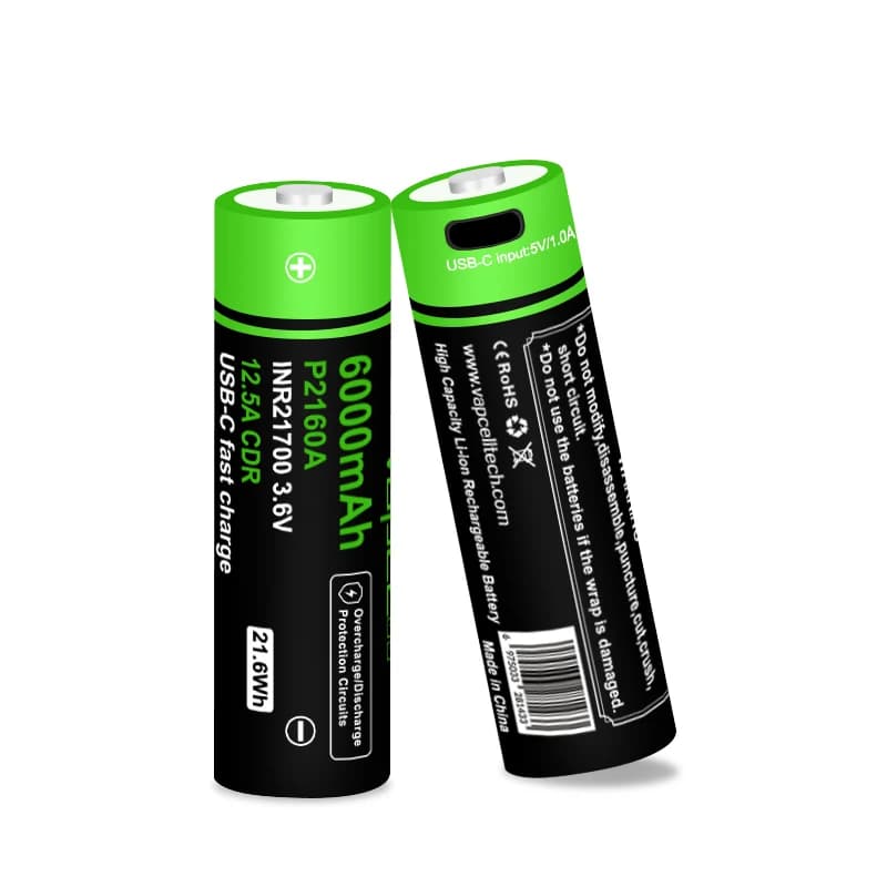 Vapcell P2160A 21700 6000mah 12.5A USB-C Vapcell P2160A 21700 6000mah 12.5A USB-C - Vape Lab